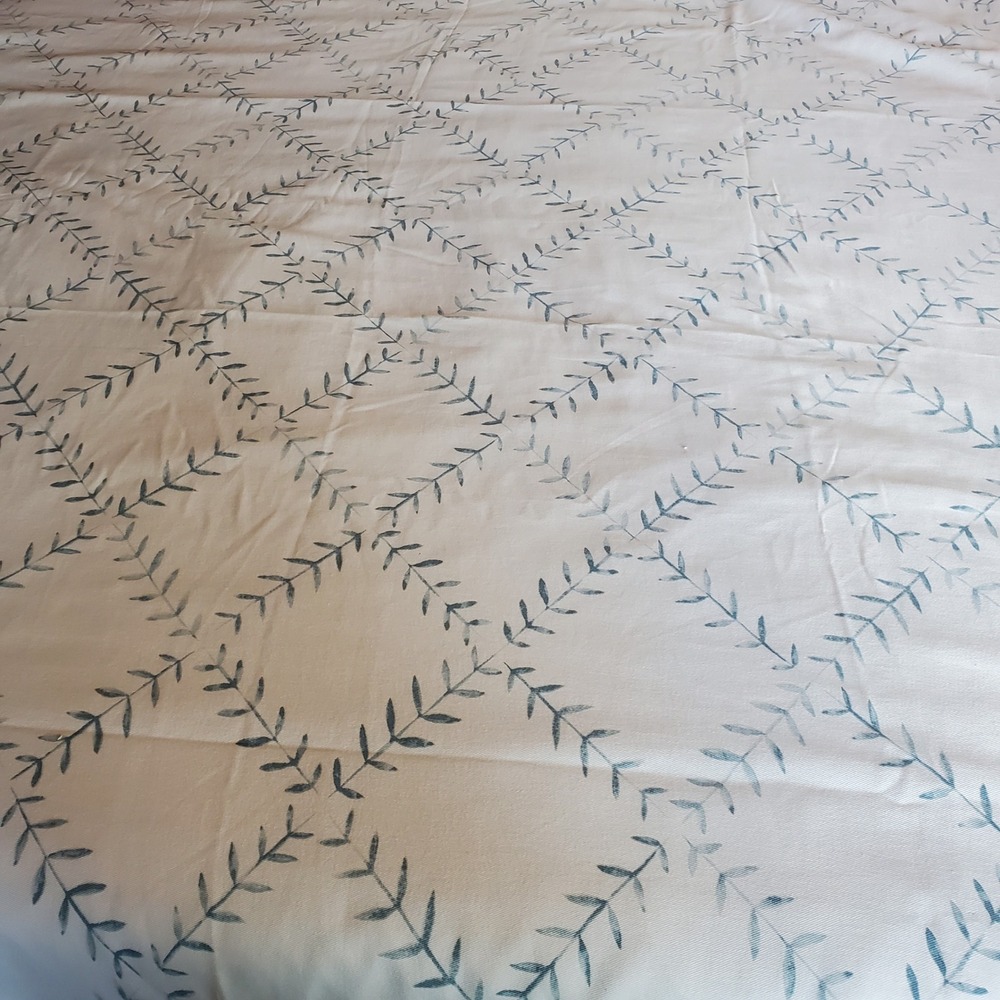 Kate Spade New York Blue White Botanical Leaf Vine Trellis Shower Curtain 70x72